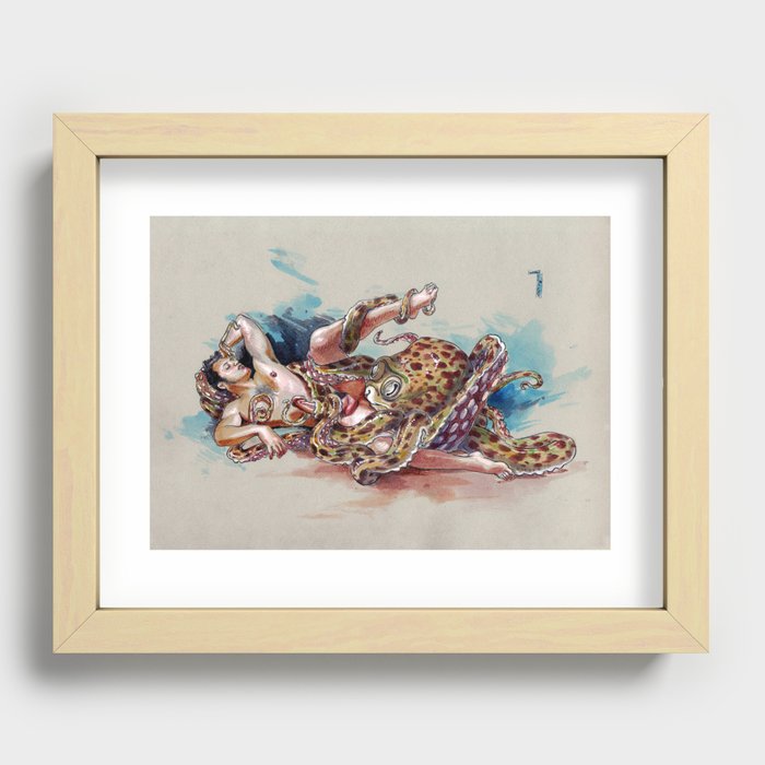 The Fisherman and The Octopus Recessed Framed Print