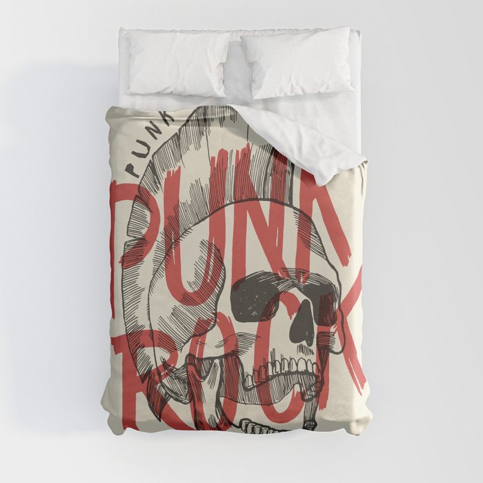 Punk Rock Skull Duvet Cover
