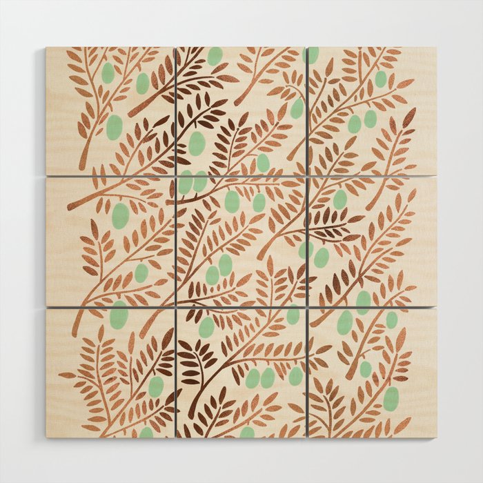 Olive Branches – Rose Gold & Mint Wood Wall Art