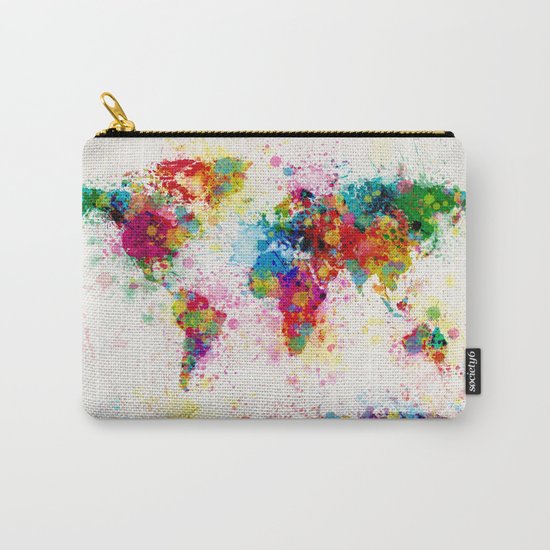 Map of the World Map Paint Splashes Carry-All Pouch