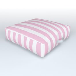 Pink and White Cabana Stripes Palm Beach Preppy Outdoor Floor Cushion