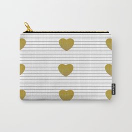 Golden Hearts and Thin Stripes Carry-All Pouch
