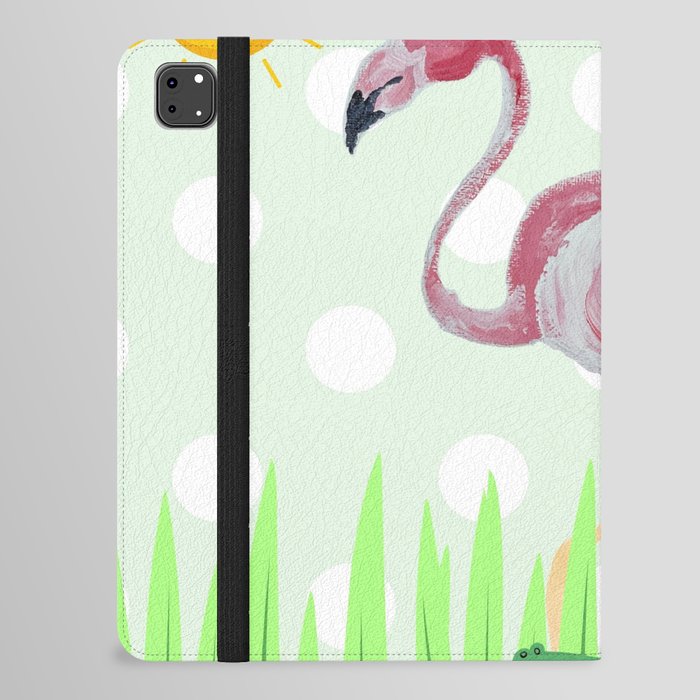 Flamingo Alligator kids babies design polka dots iPad Folio Case