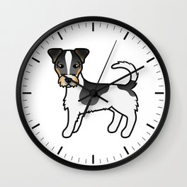 Tricolor Rough Coat Jack Russell Terrier Dog Cute Cartoon Illustration Wall Clock | Dog, Animal, Pet, Cutedog, Jackrussellterrier, Cartoonjrt, Dogillustration, Russellterrier, Jrt, Tricolorjrt 