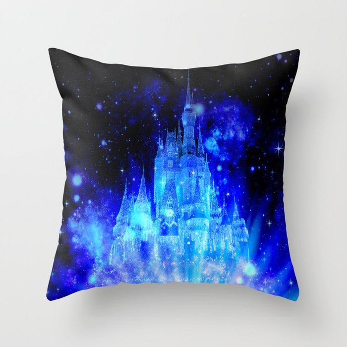 Celestial Palace Enchanted Castle Blue pink Throw Pillow