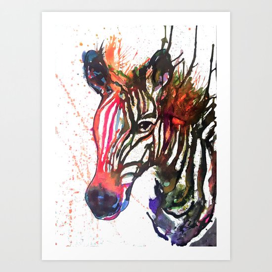 Zebra Splash Art Print