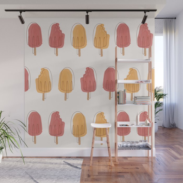 popsicle, ice cream, summer, yellow, red, fun Wall Mural