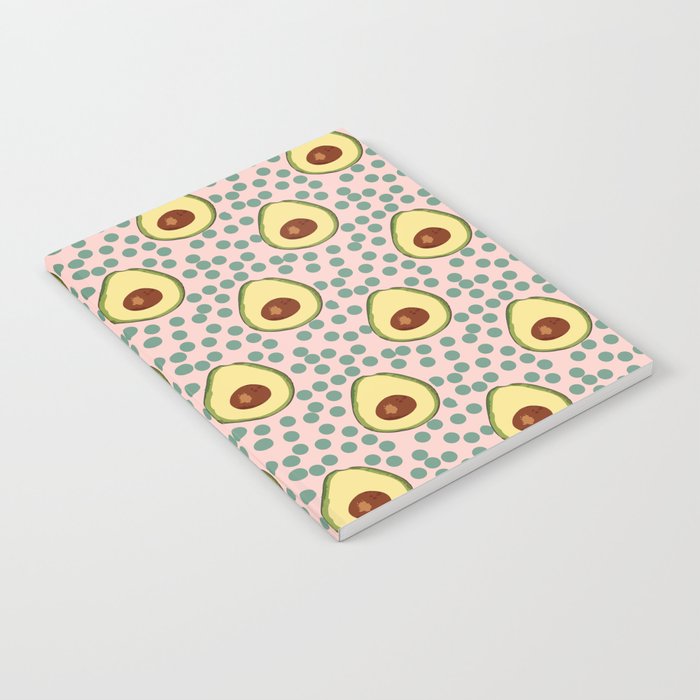 Modern Avocado Pink Salt Polka Dot Pattern Notebook