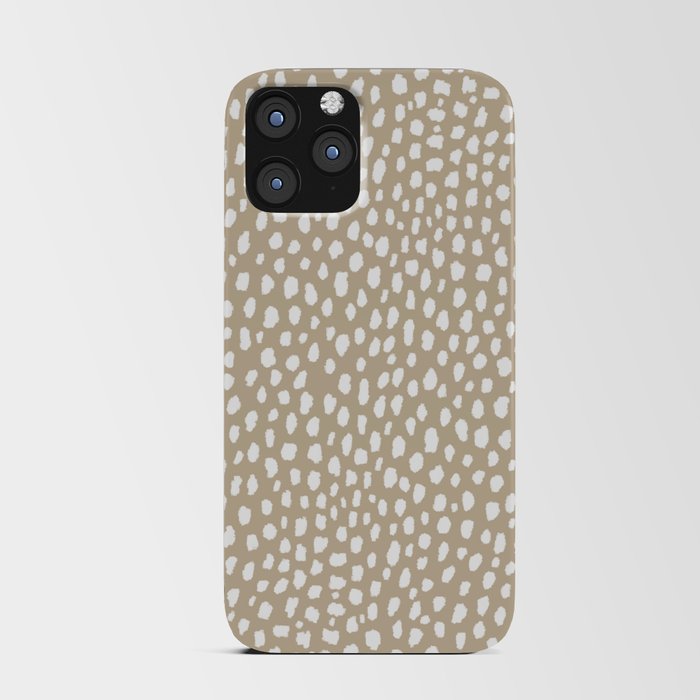 Handmade polka dot brush spots (white/tan) iPhone Card Case