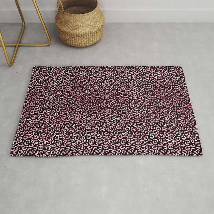 Girly Pink Leopard Pattern Rug