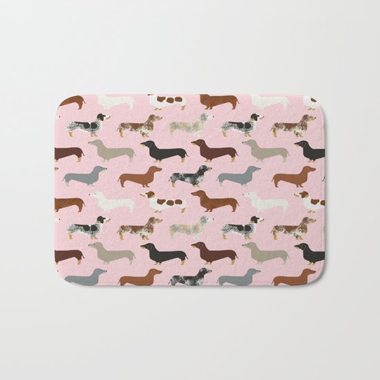 Dachshund doxie pet portrait hot dog weener dog breed funny small dogs puppy gifts for dachshund Bath Mat