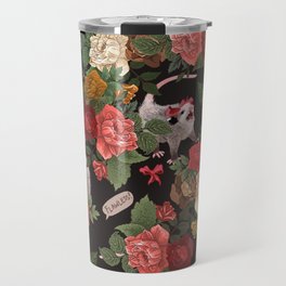 Opossum Floral Pattern (with text) Travel Mug