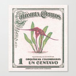 1947 COLOMBIA Masdevallia Orchid Stamp Canvas Print