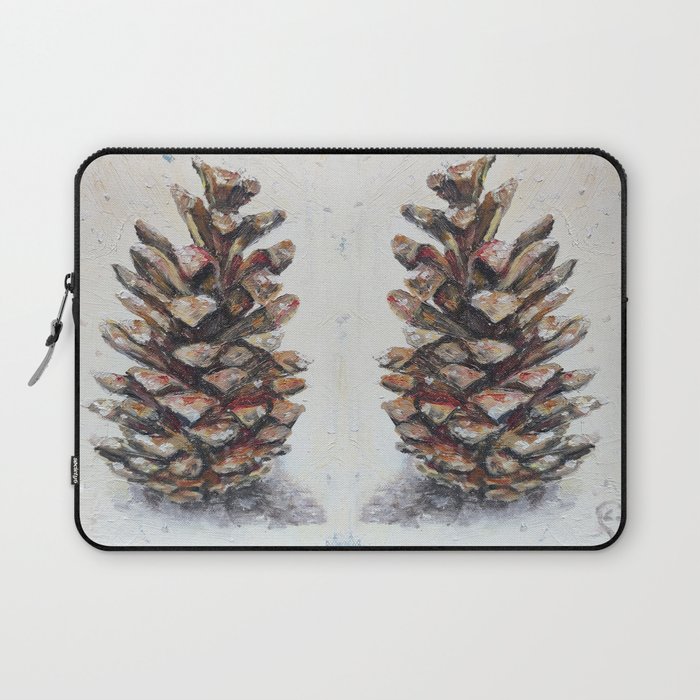 Snowy Pine Cone, a beautiful winter painting created by a Scottish artist, Luna Smith Laptop Sleeve