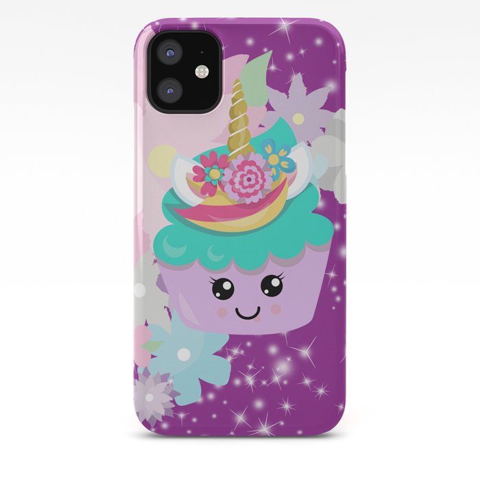 Unicorn Cupcake Sparkles Background Iphone Case By Debramiller