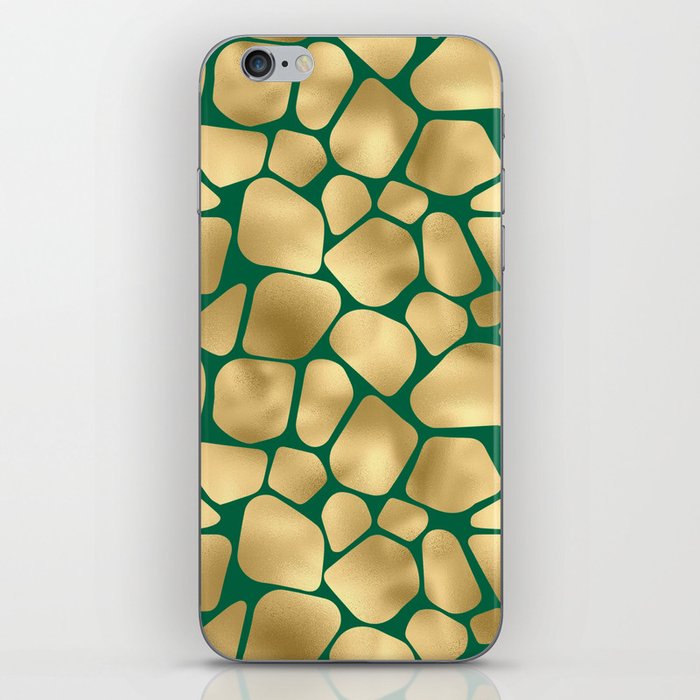 Gold Green Giraffe Skin Print iPhone Skin