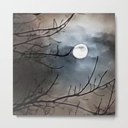 Wiccan Moon I Metal Print | Spooky, Vintage, Moonlight, Wiccan, Mystical, Nightphotography, Mysterious, Eerie, Digital, Moon 