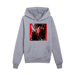 Red, Black & Gray Abstract Kids Pullover Hoodies