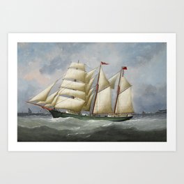 Vintage Ship Oil Painting Reproduction Art Print