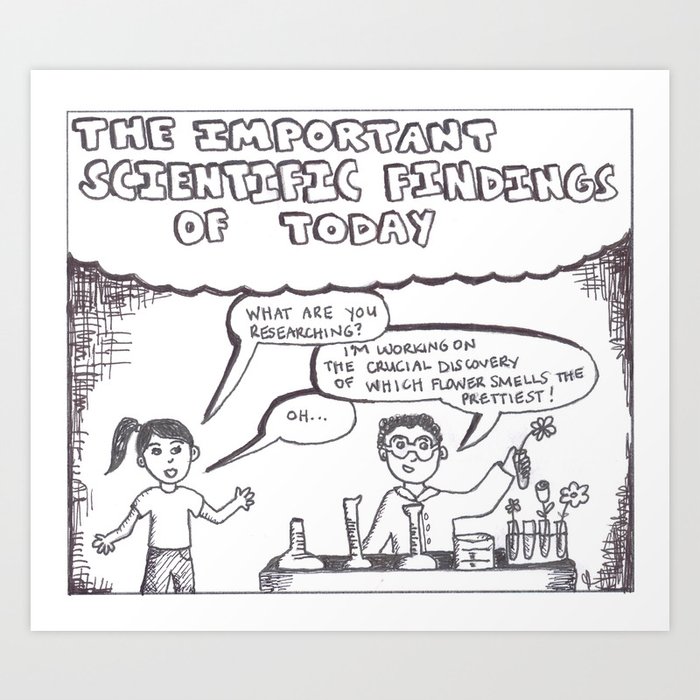 Unimportant Scientific Findings Cartoon Art Print By Sarabara