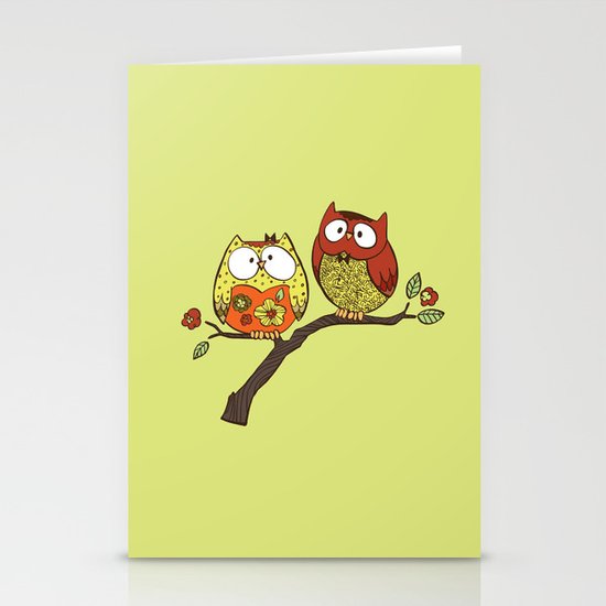 Decorative Owls Stationery Cards