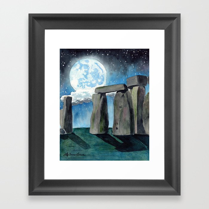 Stone Henge Moon Framed Art Print