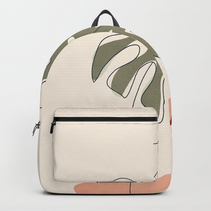 Minimal Line Monstera Backpack