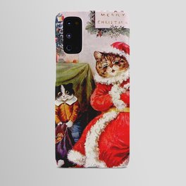 'A Merry Christmas' Vintage Cat Art by Louis Wain Android Case