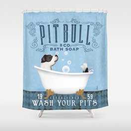 Pitbull pit bull pitties dog bath tub clawfoot bubble bath soap wash your pits  Shower Curtain