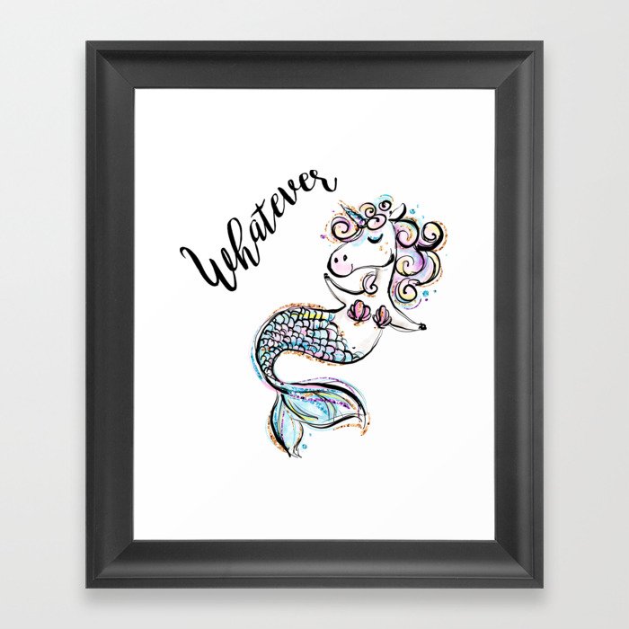 Unicorn mermaid, Funny Unicorn, Funny Mermaid, Cute Unicorn, Cute Mermaid Framed Art Print