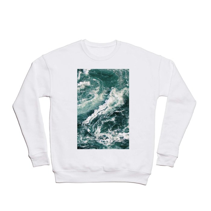 Blue Abstract Ocean Waves Splashing Crewneck Sweatshirt