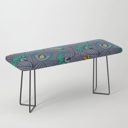 Teal flower african pattern Bench