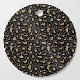 Black Gold Leopard Print Pattern Cutting Board