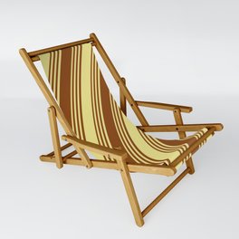 [ Thumbnail: Brown and Tan Colored Striped/Lined Pattern Sling Chair ]