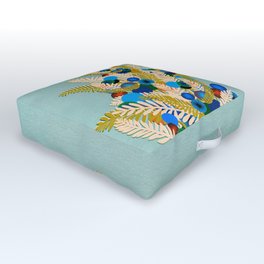 Berry Branches Blue Green  Outdoor Floor Cushion