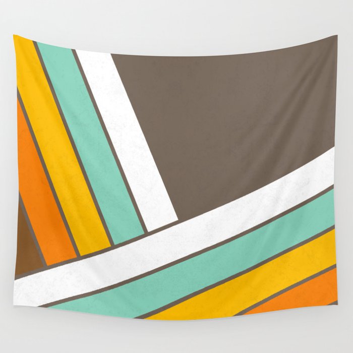 Retro 70s Stripes  -  Abstract Geometric Design Wall Tapestry