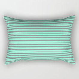 [ Thumbnail: Grey and Aquamarine Colored Striped/Lined Pattern Rectangular Pillow ]