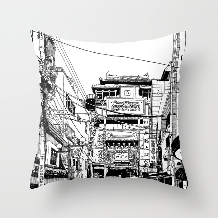 Yokohama - China town Throw Pillow