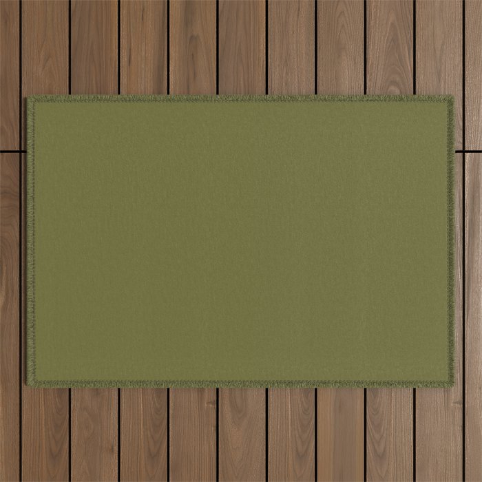 Solid Color Olive Green Outdoor Rug