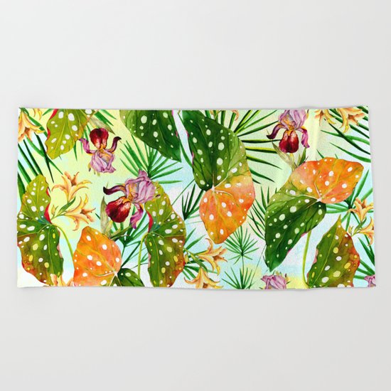 Tropical exotic pattern Beach Towel