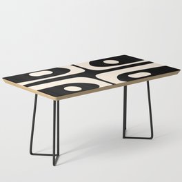 Mid Century Modern Piquet Abstract Pattern in Black and Almond Cream Coffee Table