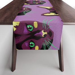 Graphic Cat Head - Purple Palette Table Runner