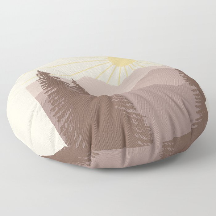 Sunny Mountain Morning in lavender Floor Pillow