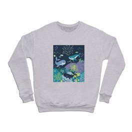 Whale Paradise Seascape - Cute SeaLife pattern by Cecca Designs Crewneck Sweatshirt