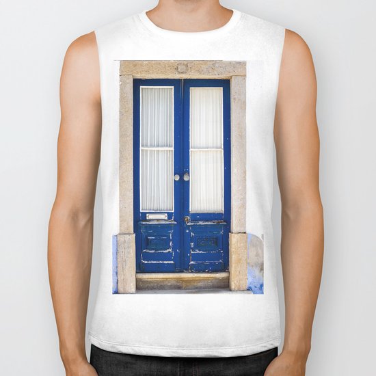 Door Ericeira Portugal blue Biker Tank