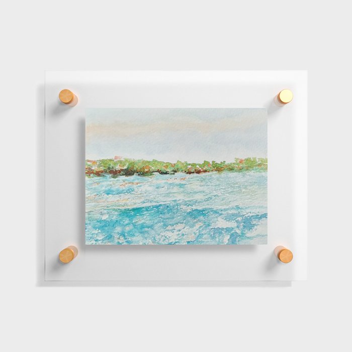 Tidal Currents Teal Green Watercolor Painting Floating Acrylic Print