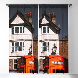 Great Britain Photography - Phonebooth By Some White British Houses Blackout Curtain