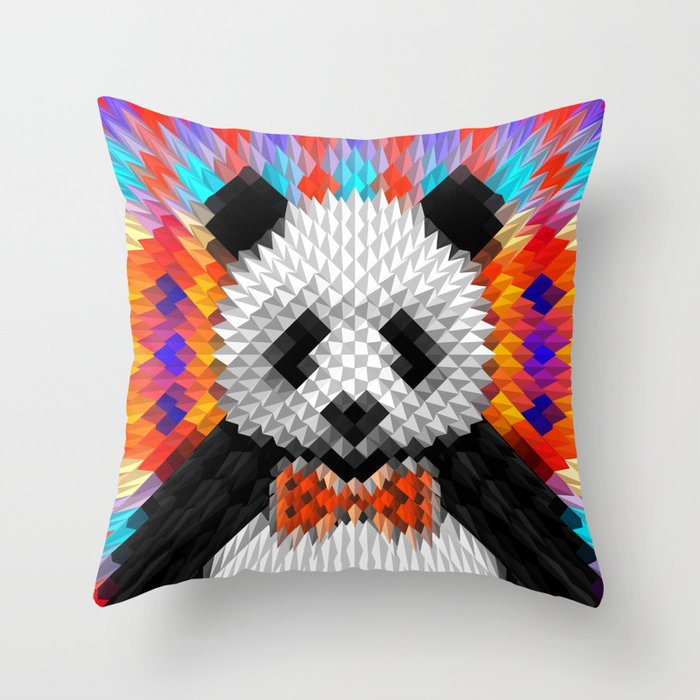 Geo Panda Throw Pillow
