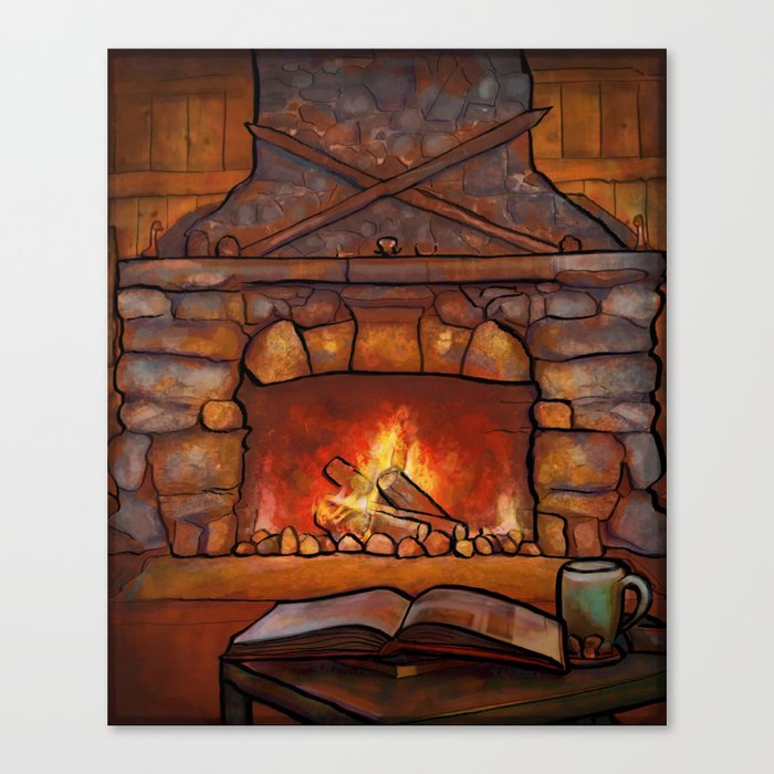 Fireplace Winter Warming Image Canvas Print By Kpalana Society6