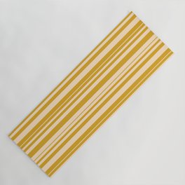 [ Thumbnail: Goldenrod and Bisque Colored Striped/Lined Pattern Yoga Mat ]